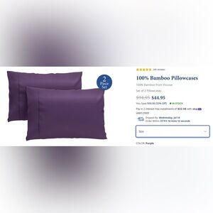 Purple Bamboo Viscose Pillowcases - 2 queen